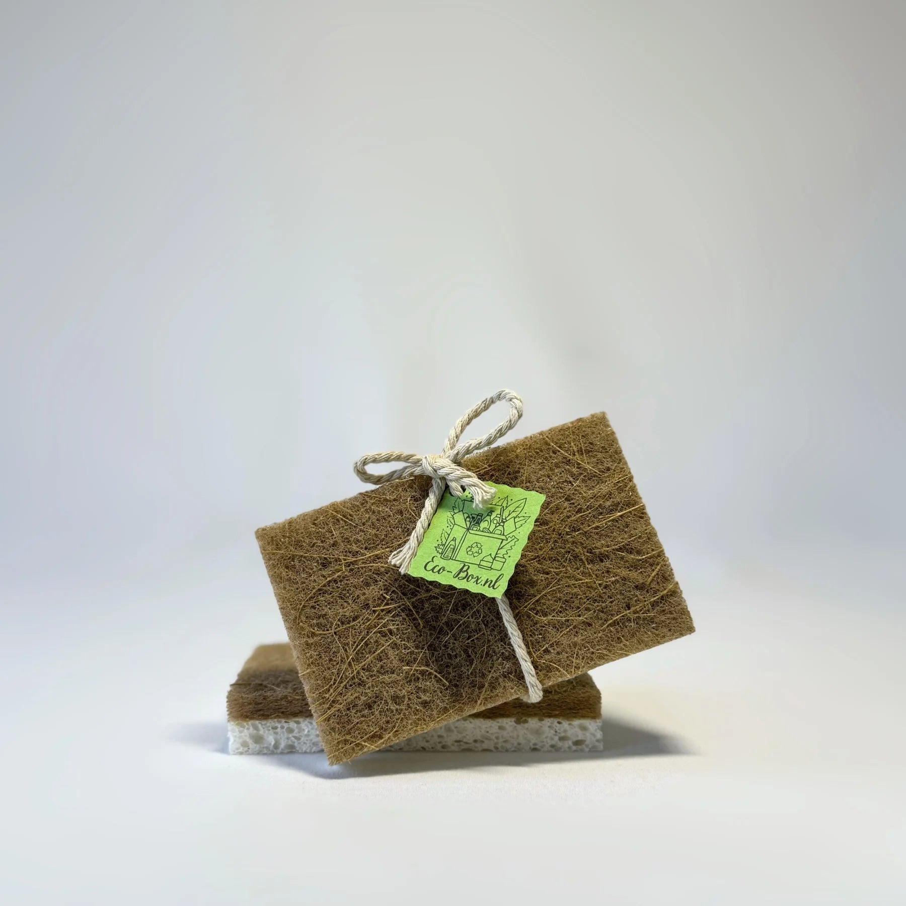 Eco-Box.nl natuurlijke zonnebloemspons, biologisch afbreekbare keukenspons voor duurzaam schoonmaken zonder plastic.