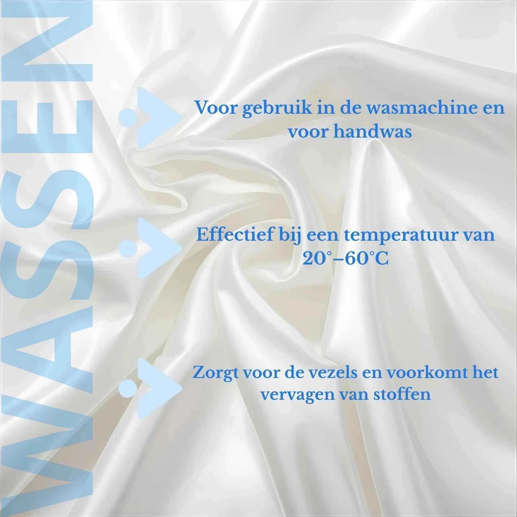 ZIELKO wasmiddel voor witte stoffen, effectief bij 20–60°C, beschermt vezels en voorkomt verkleuring.