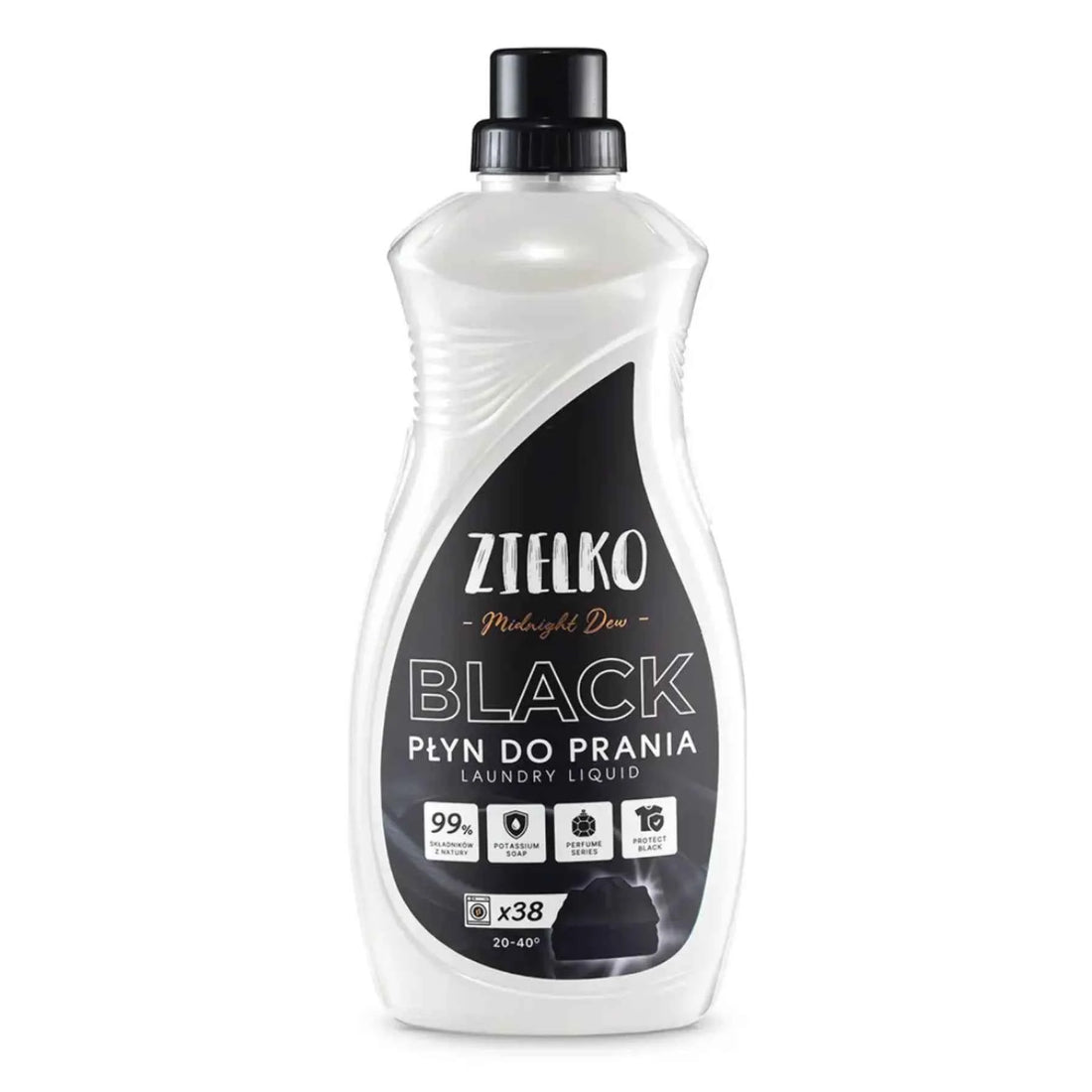 ZIELKO wasmiddel voor zwarte kleding Midnight Dew, natuurlijke formule voor diepe kleur en langdurige frisheid.