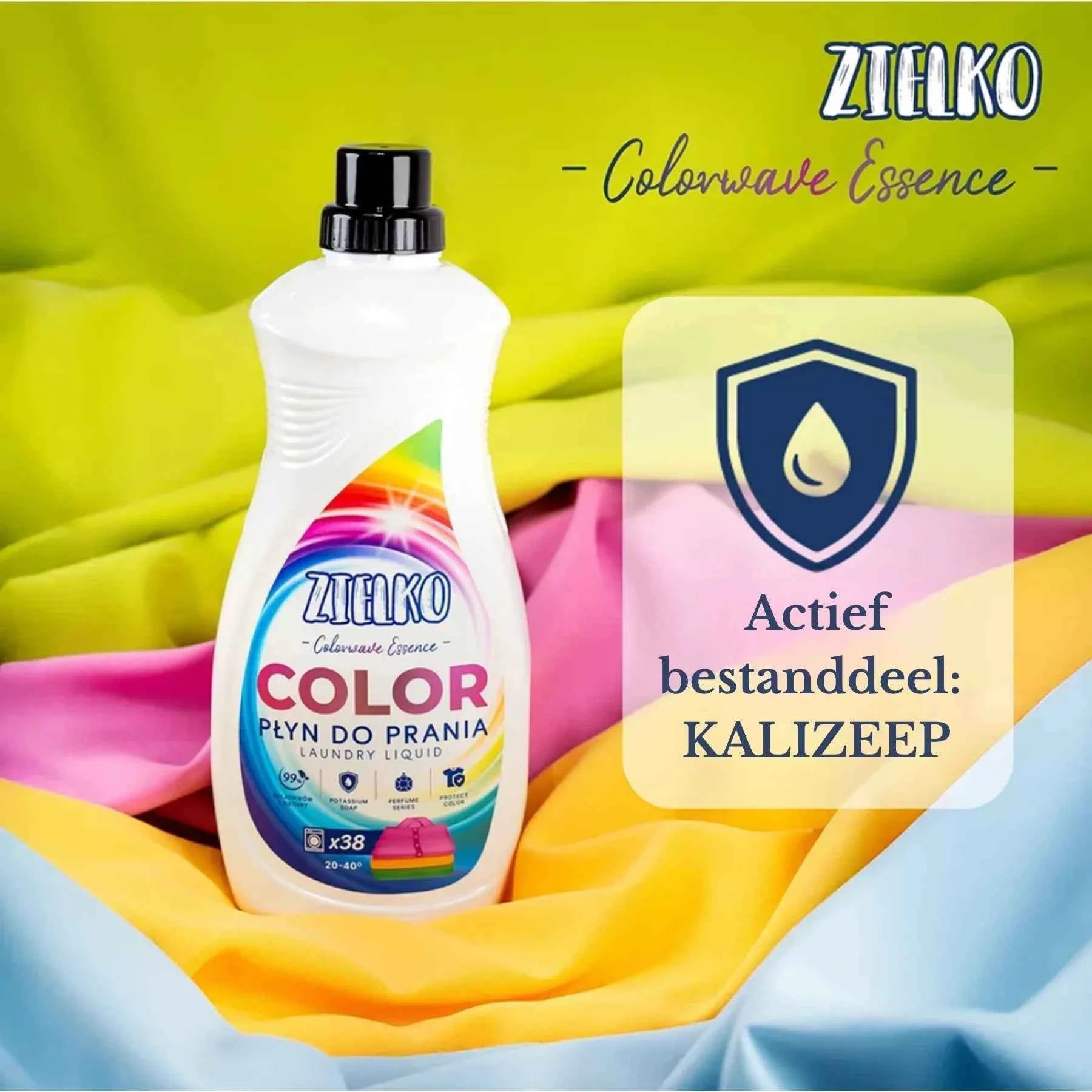 ZIELKO Colorwave Essence wasmiddel met actief bestanddeel kalizeep, natuurlijke bescherming van kleuren.