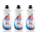 Drie flessen ZIELKO Colorwave Essence wasmiddel voor gekleurde stoffen, milieuvriendelijk en effectief.