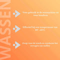 Instructies voor gebruik van ZIELKO Colorwave wasmiddel: geschikt voor machine- en handwas, 20–40°C.